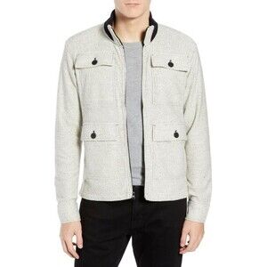 Tunellus Men's Full Zip Sweater Jacket 4 Pocket Jacket In Cream Size L $170
